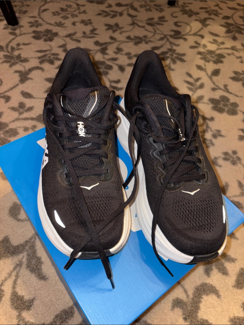 Hoka Men's Black and White Athletic Running Shoes